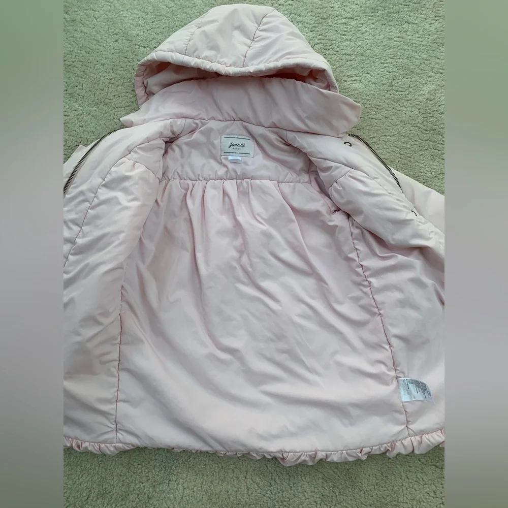 Jacadi Size 3 Years Blush Pink Bow Front Puffer Coat